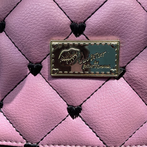 Betsey Johnson Pink and Black Quilted Satchel - Picture 2 of 4